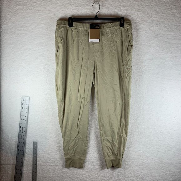 The‎ North Face Jogger Pants Women's 1X Twill Beige Stretch Elastic Waist 7526 - Picture 1 of 10